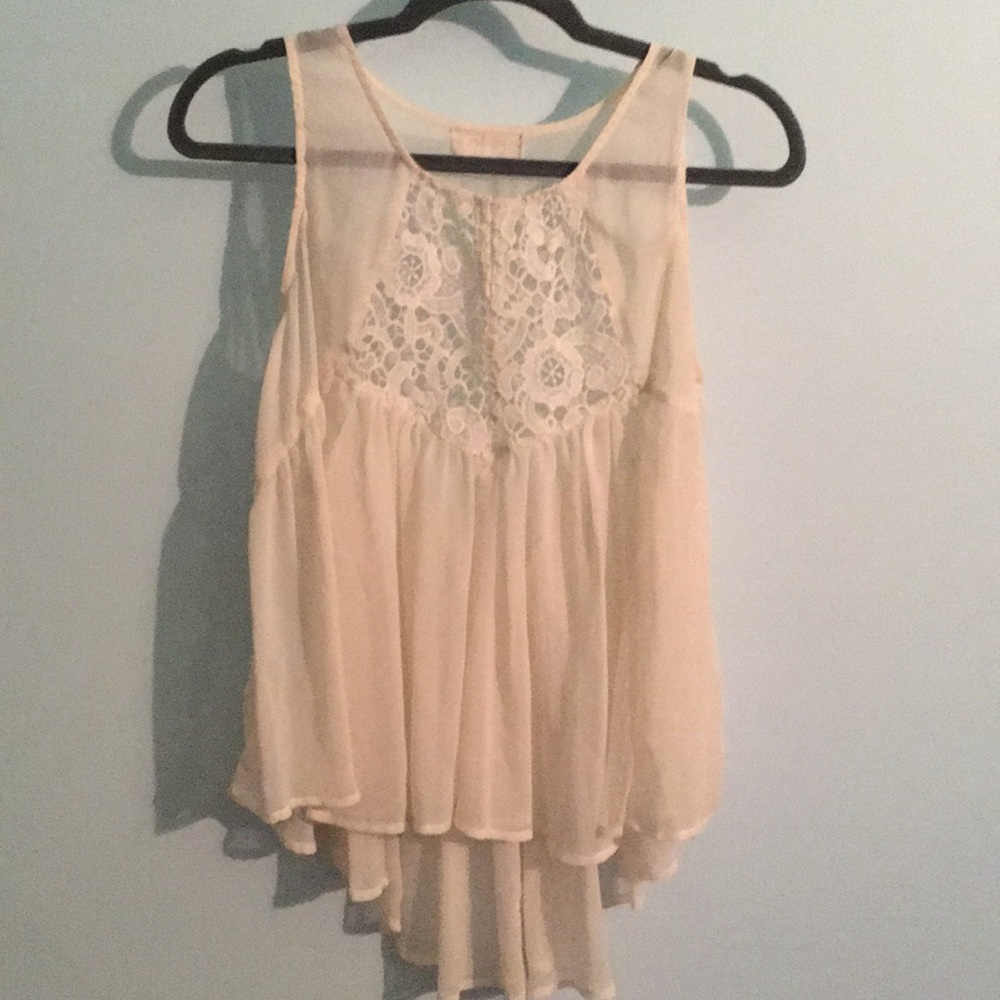 Charlotte Russe Sheer White Tank Top (Small)